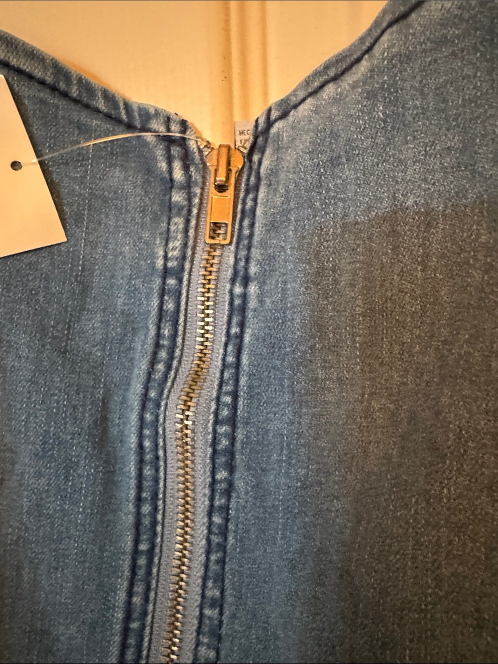 Forever 21 Two-Tone Blue Denim Zip-Front Mini Dress - Picture 3 of 8